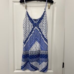 CLEARANCE Patrons of Peace Blue & White Beach Swim Cover-Up Mini Dress XSmall